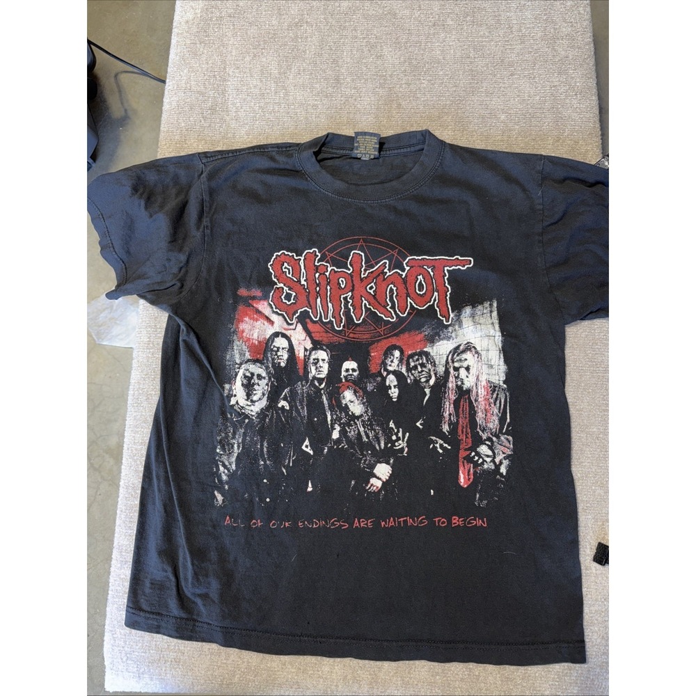 2000s SLIPKNOT All Of Our Endings Are Waiting To Begin T-Shirt Size M Black Tee